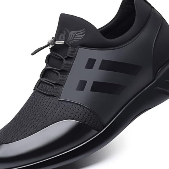 NWOT Men's Height Increasing Elevator Shoes Leather Knitted Slip-on . - Picture 2 of 11